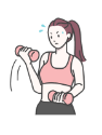 イラスト：ダンベルでトレーニングする女性